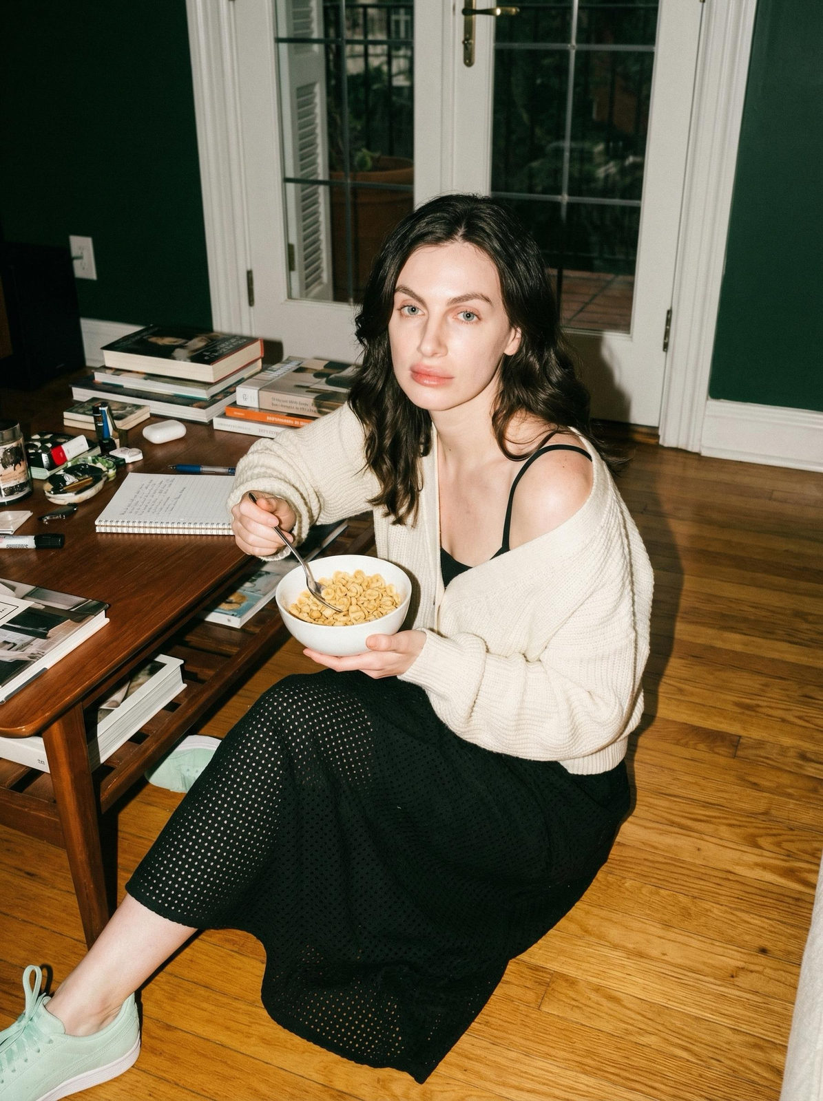 Realistic Woman Eating Cereal Home Flash