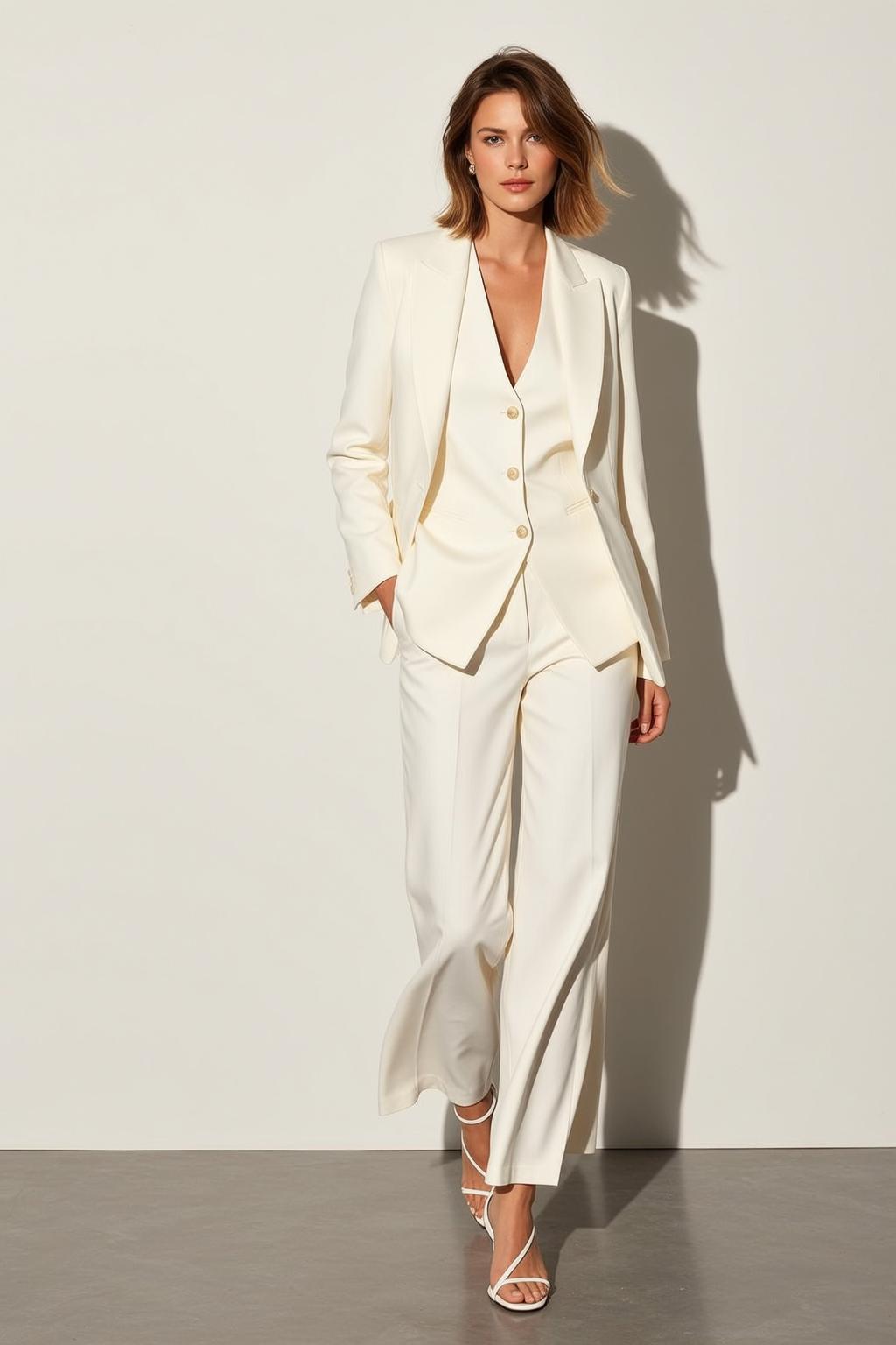 Luxury Short Brown Bob Fair White Buttoned reference photo