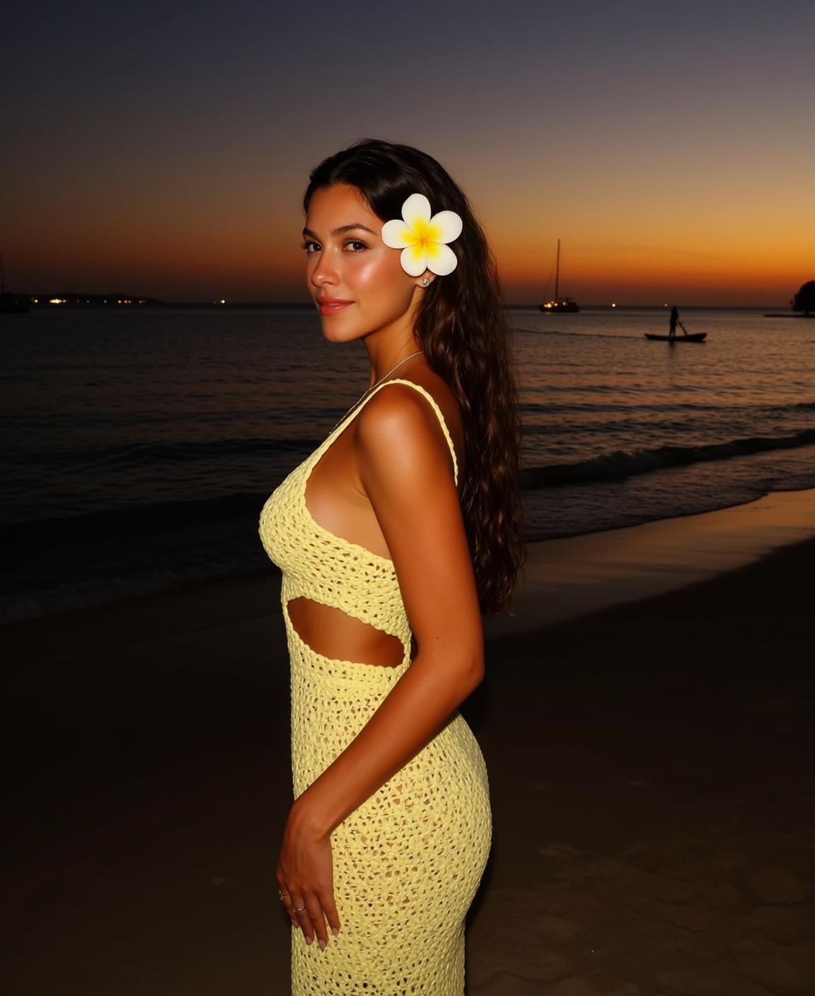 Vacation Young Long Dark Wavy Tanned Yellow reference photo