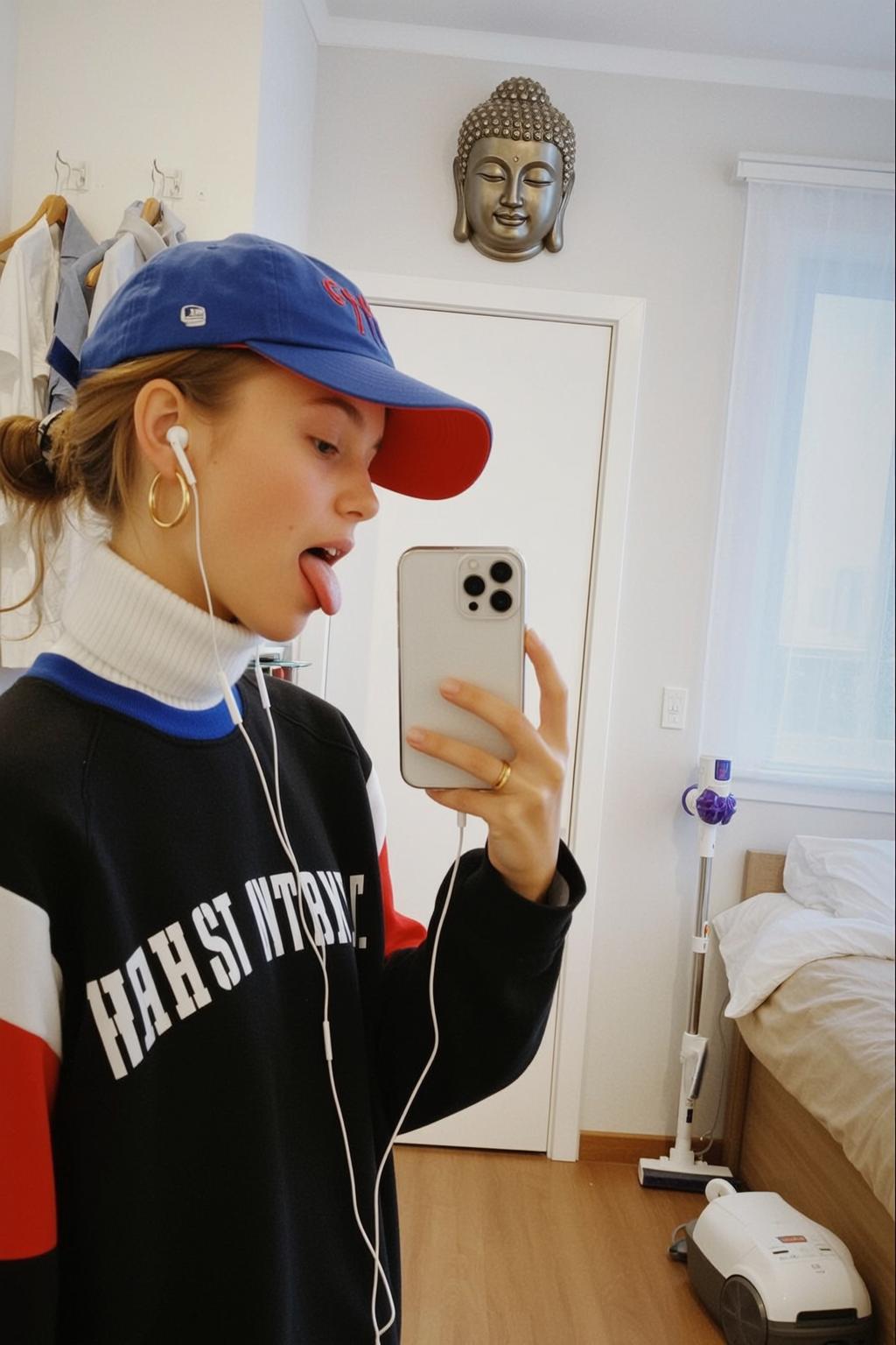 Explore Young Taking Selfie Bedroom Holding Smartphone reference photo