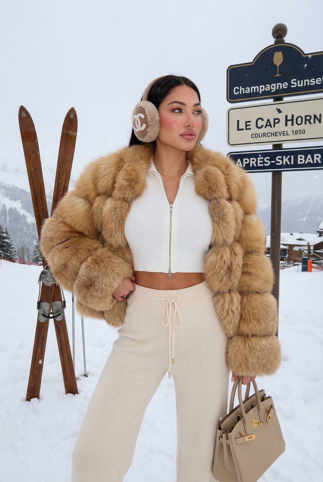 Luxury Ski Resort Winter Fashion Portrait