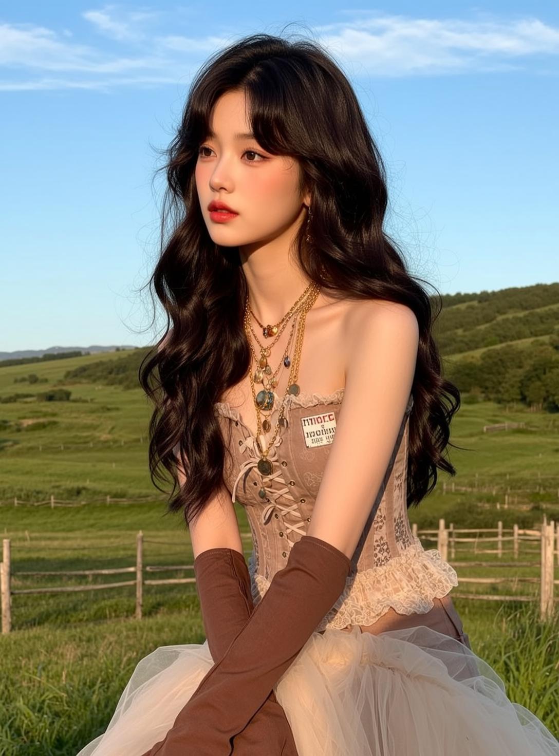 Fairycore Young Long Wavy Dark Brown Fair reference photo