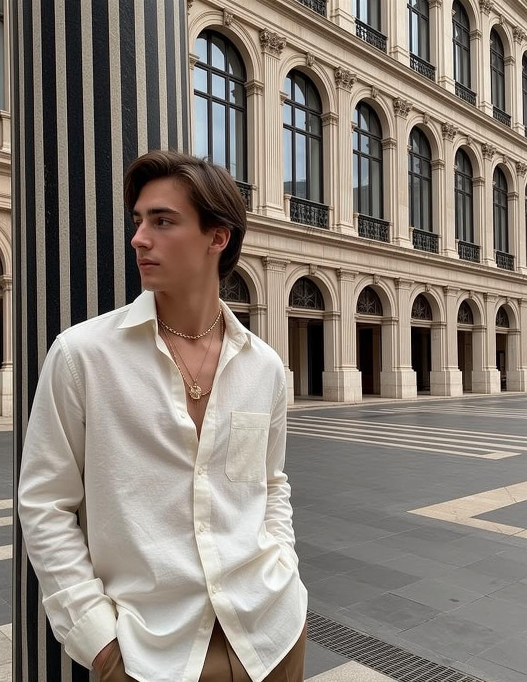 Young Brown Medium Length Styled Fair White reference photo