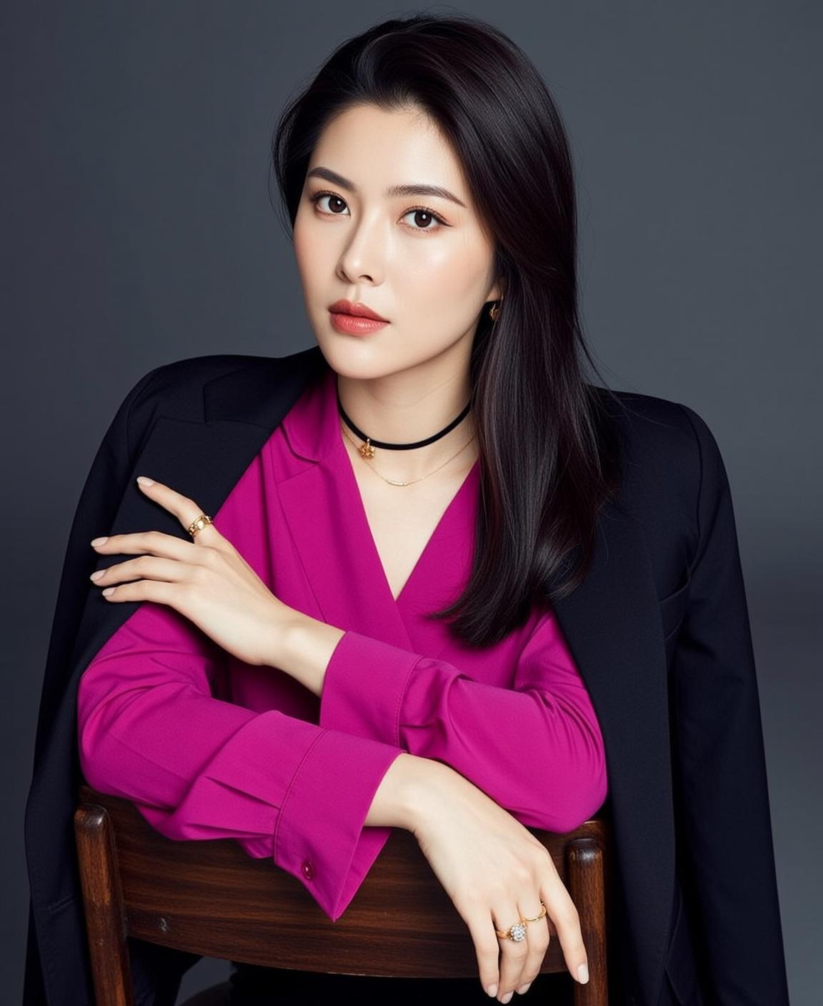 Luxury Young East Asian Long Dark Straight reference photo