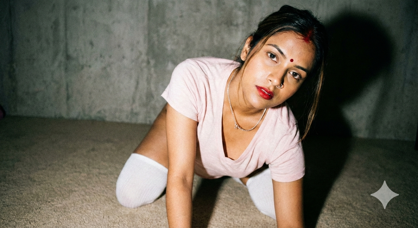 Realistic Crawling Woman Concrete Wall