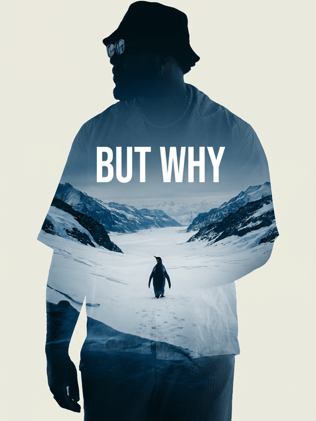 Realistic Double Exposure Person Mountains Penguin