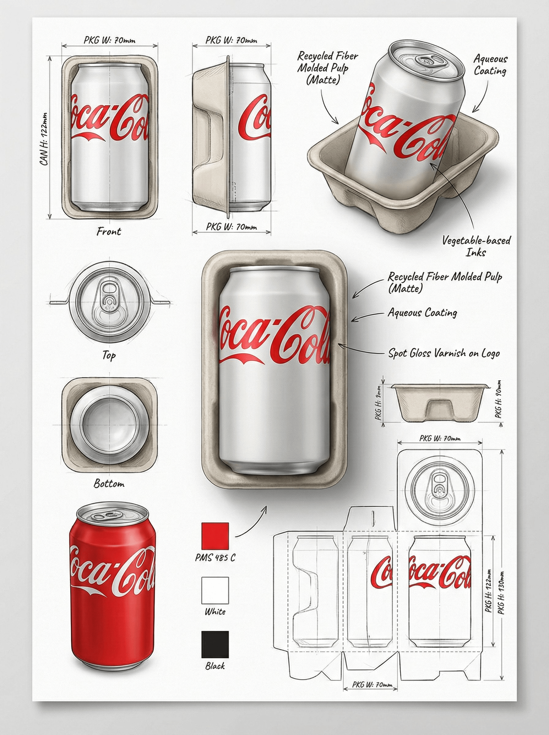 Realistic Coca Cola Can Pulp Tray