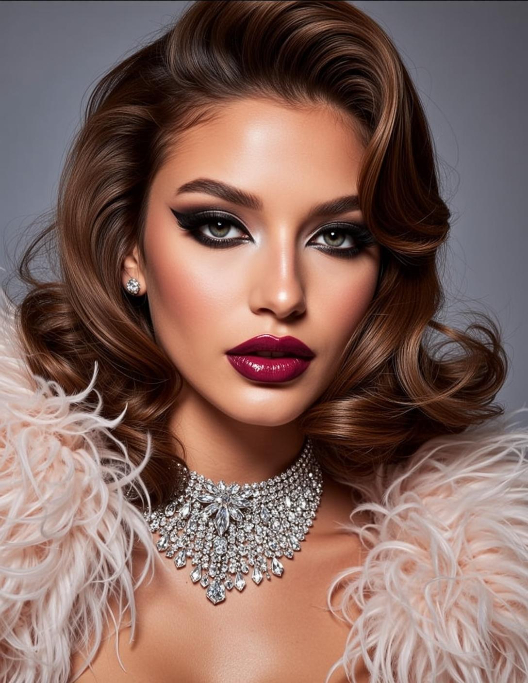 Makeup Posed Facing Directly Towards Her Head reference photo