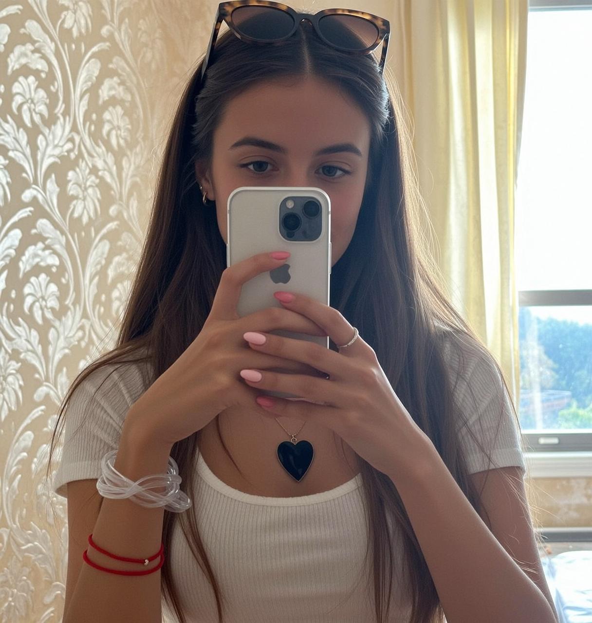 White Ribbed Tank Selfie reference photo