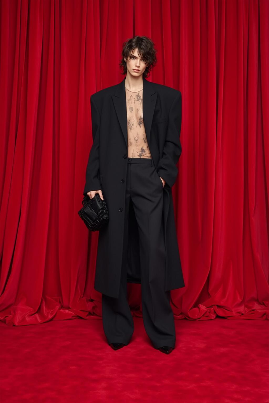 Fashion Week Androgynous Wavy Dark Brown Hair reference photo
