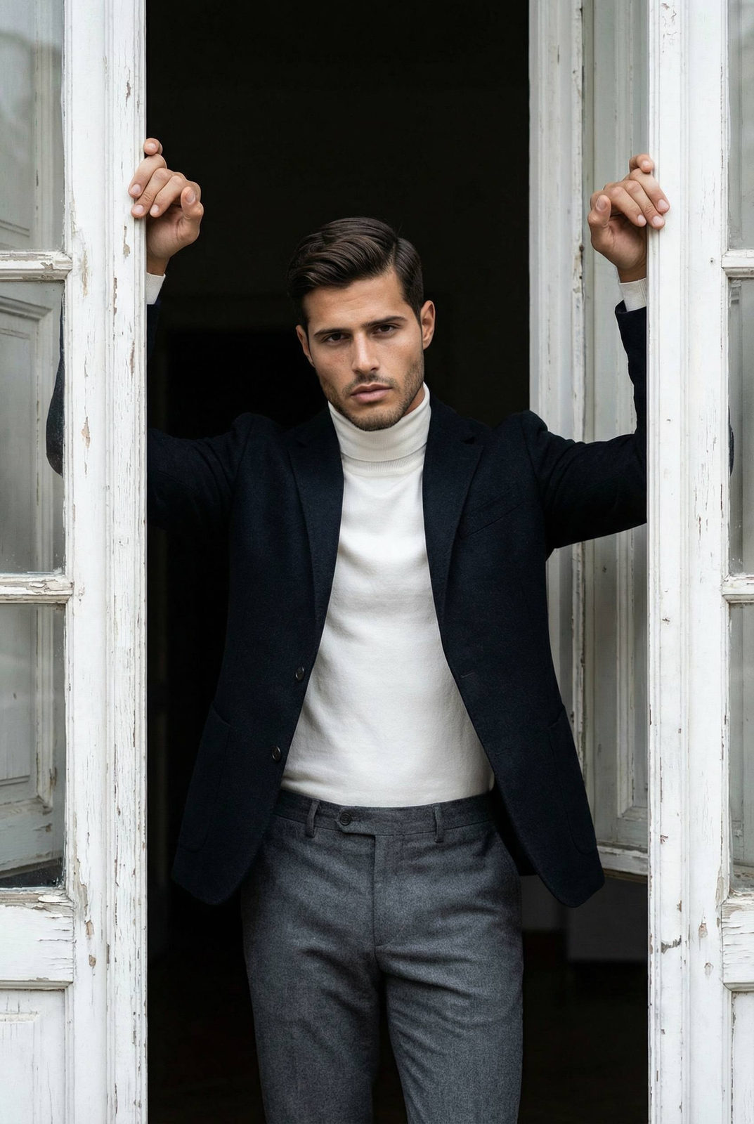Man Aged Doors Fashion Portrait