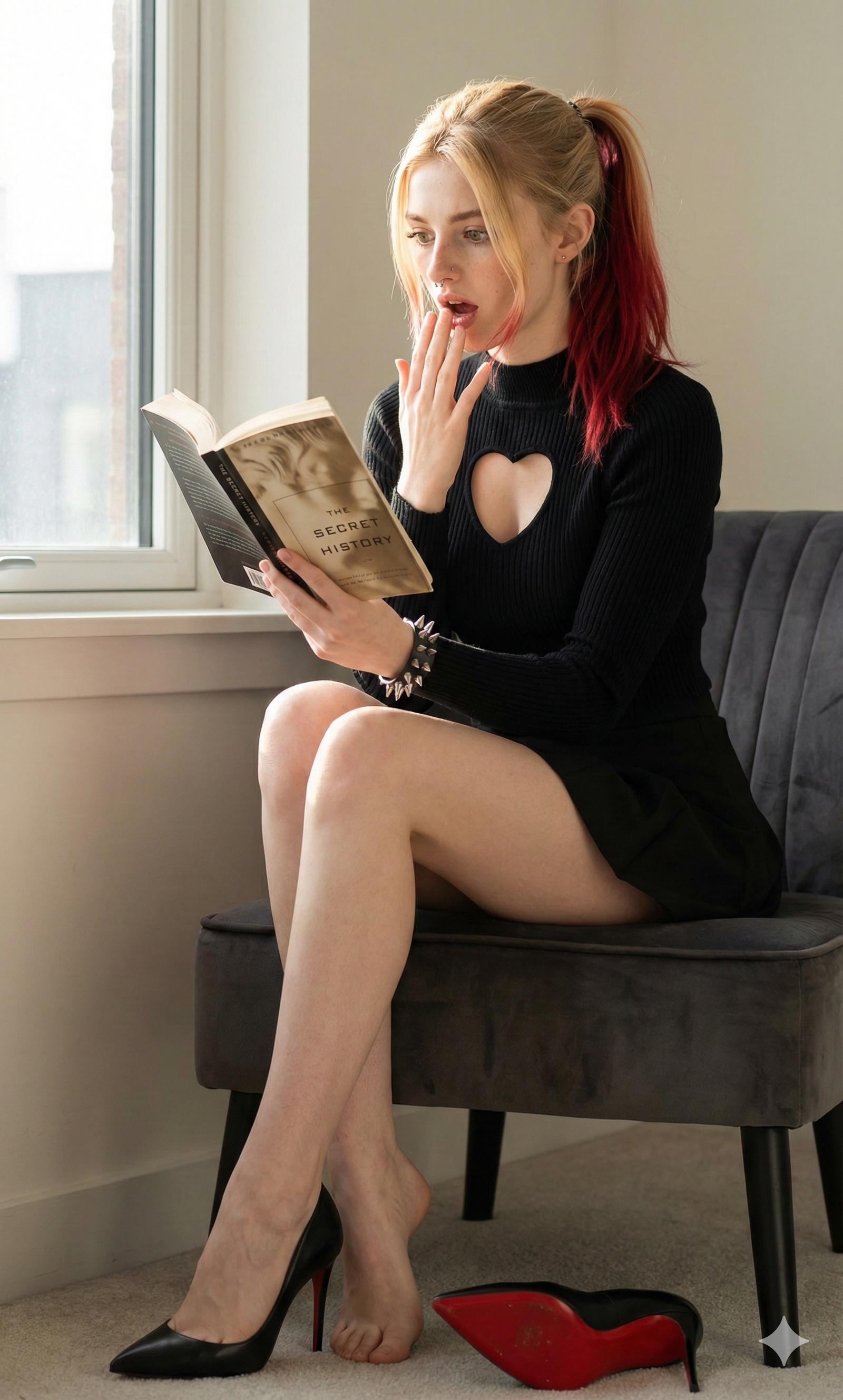 Morning Apartment Window Reading Velvet Chair Mini Dress