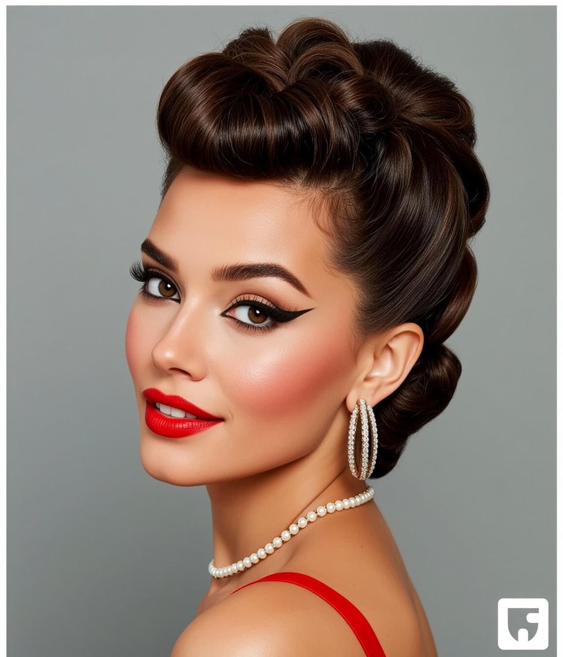 Makeup Posed Looking Her Left Shoulder Towards reference photo