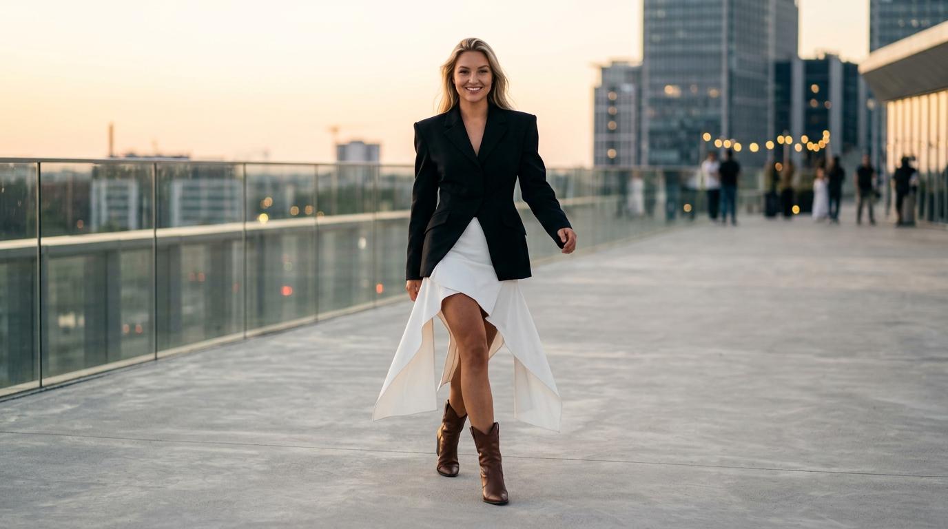 Minimalist Rooftop Sunset High Fashion Editorial