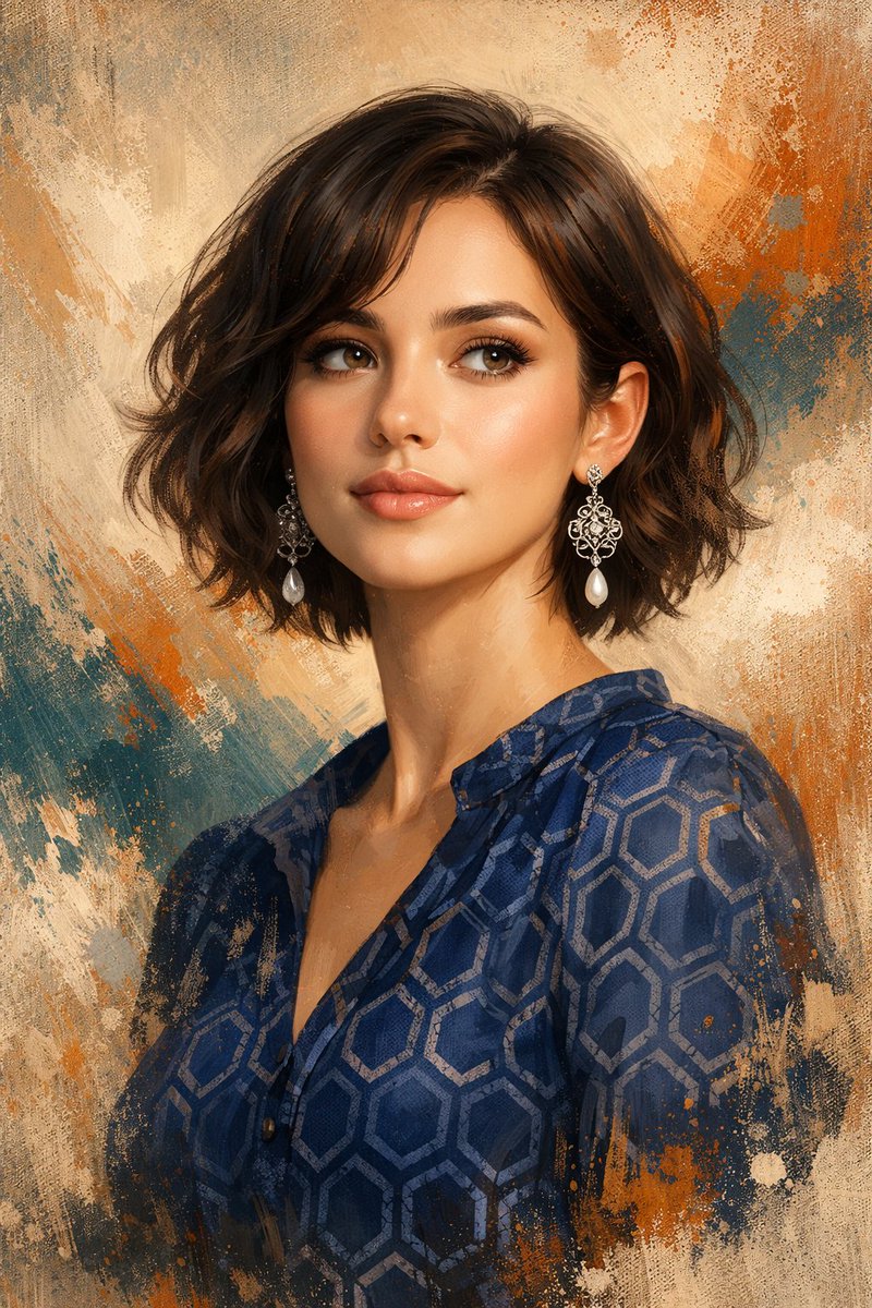Realistic Woman Portrait Abstract Art
