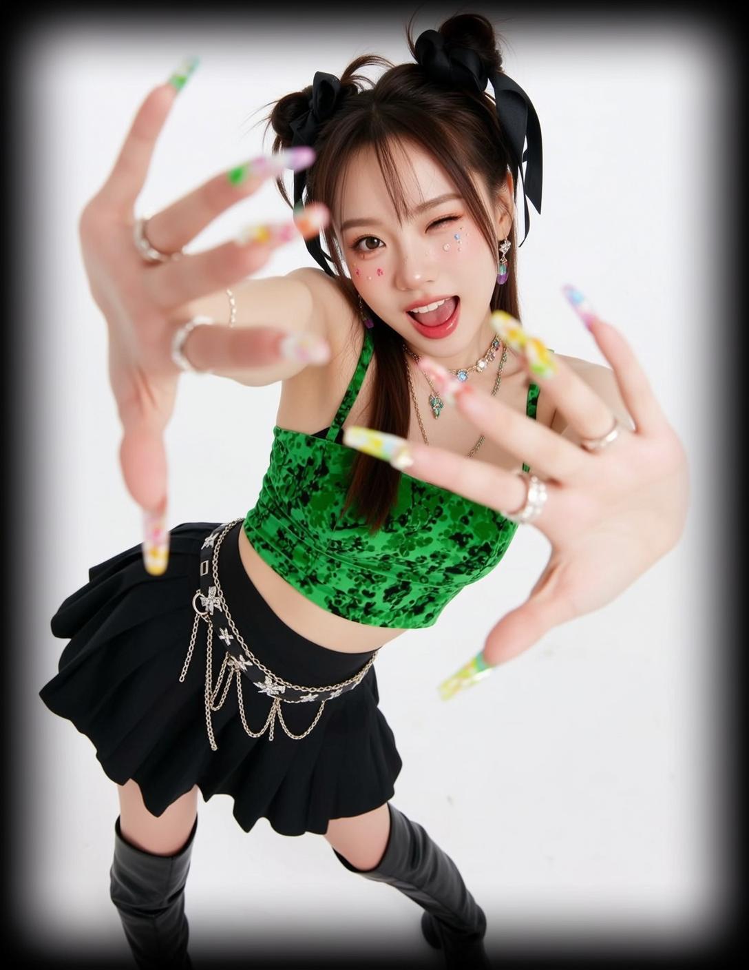 Green Patterned Crop Top Playful Studio reference photo