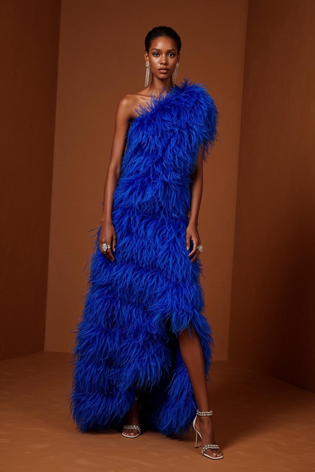 Fashion Week Pulled Back Dark One-shoulder Blue reference photo