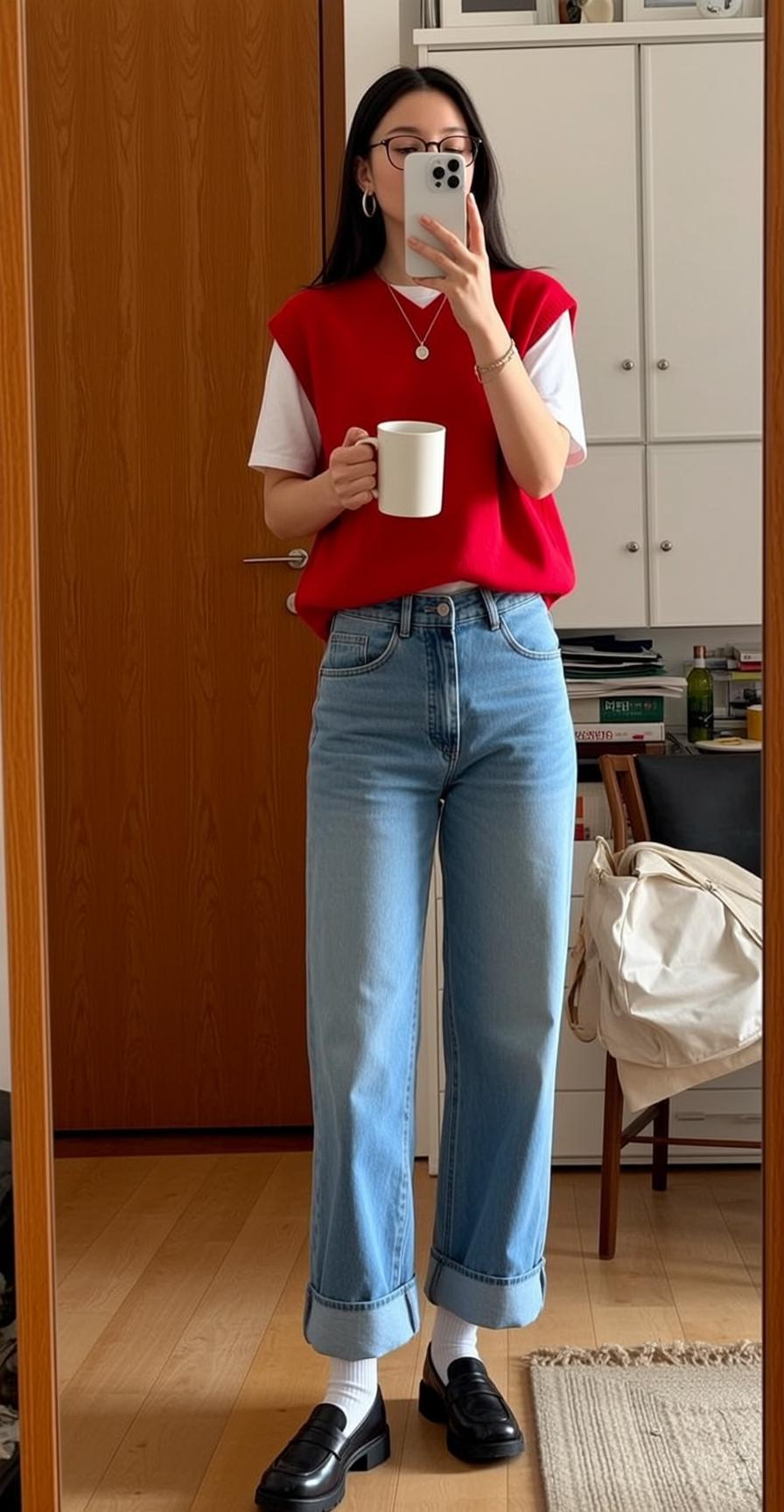 White Sweater Straight Hair Indoors Standing reference photo
