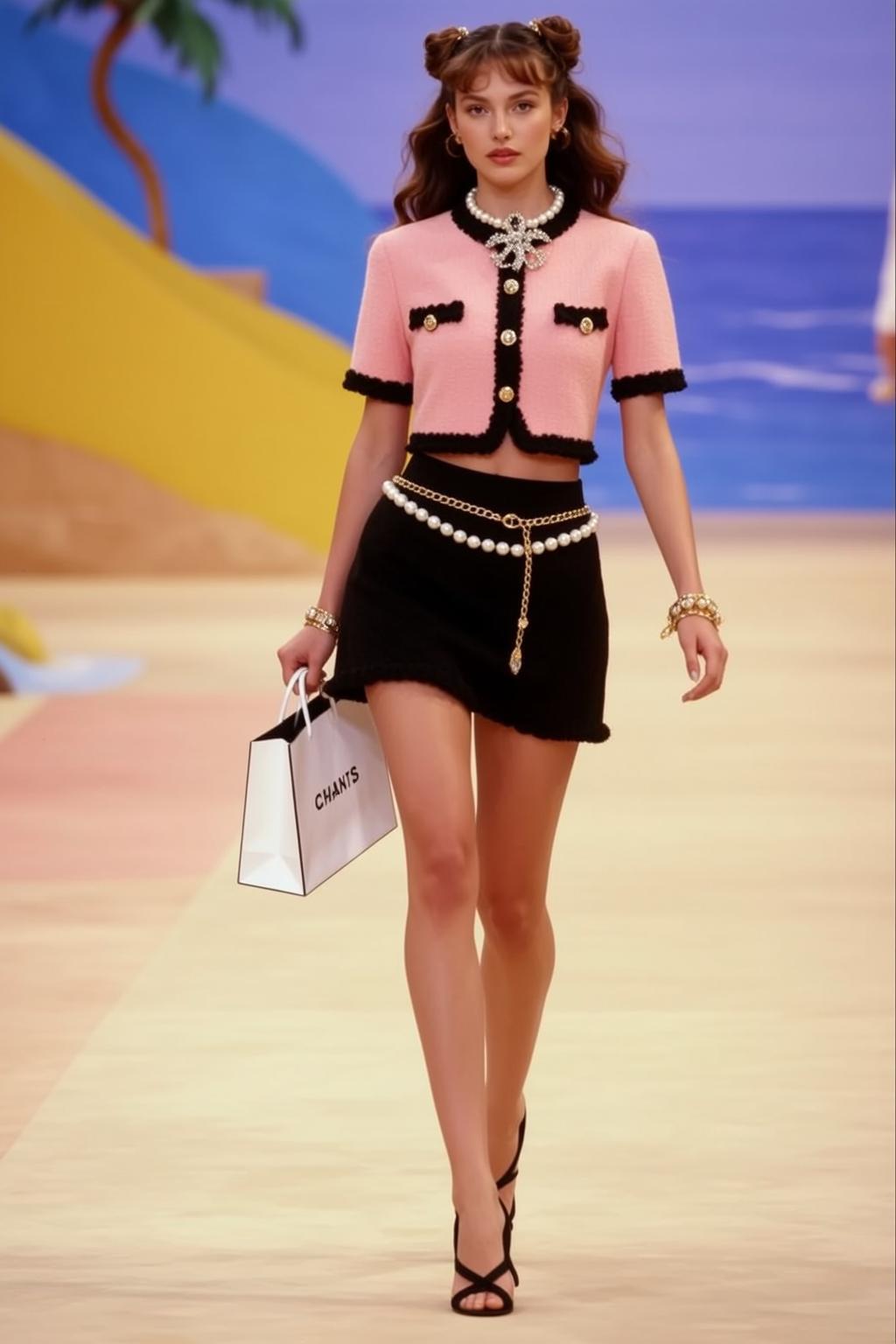 Pink Tweed Jacket Runway Walk reference photo