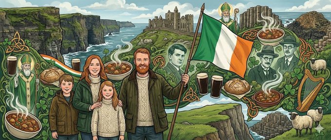 Irish Family Cliff Edge St Patrick Flag