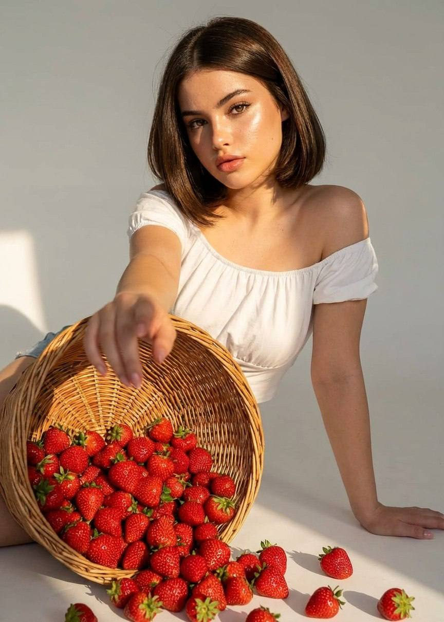 Strawberry Spill White Cyclorama Golden Hour Lighting