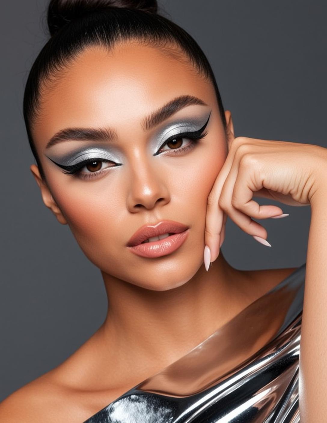 Makeup Posed Her Head Tilted Slightly Left reference photo