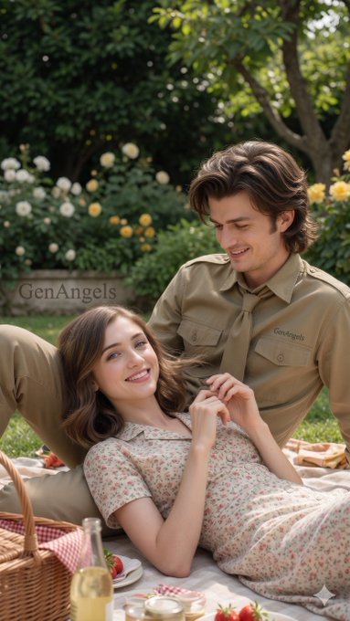 Golden Hour Garden Picnic Vintage Couple