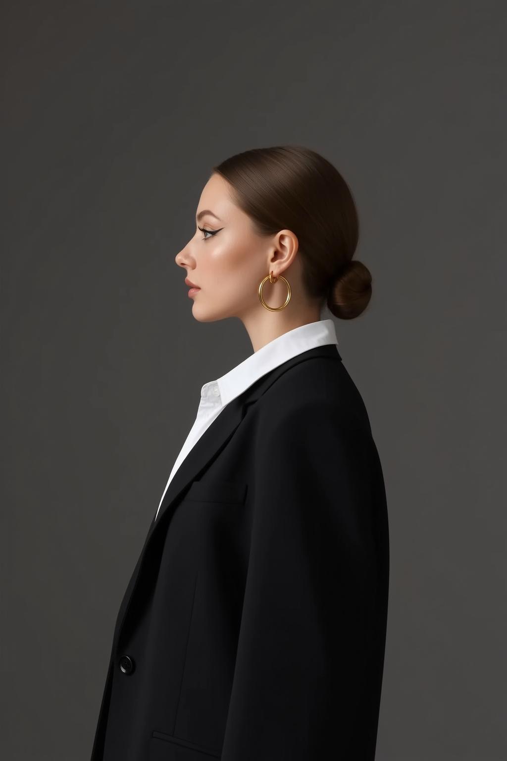 Luxury Brown Pulled Back Bun Fair White reference photo