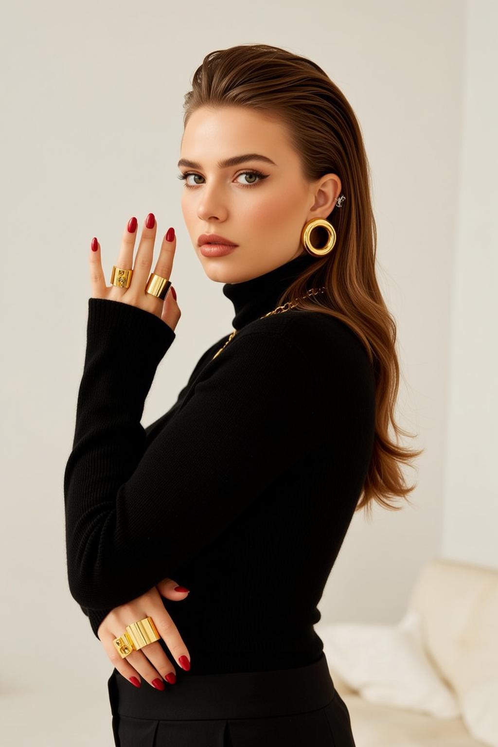 Luxury Young Brown Pulled Back Slight Wave reference photo
