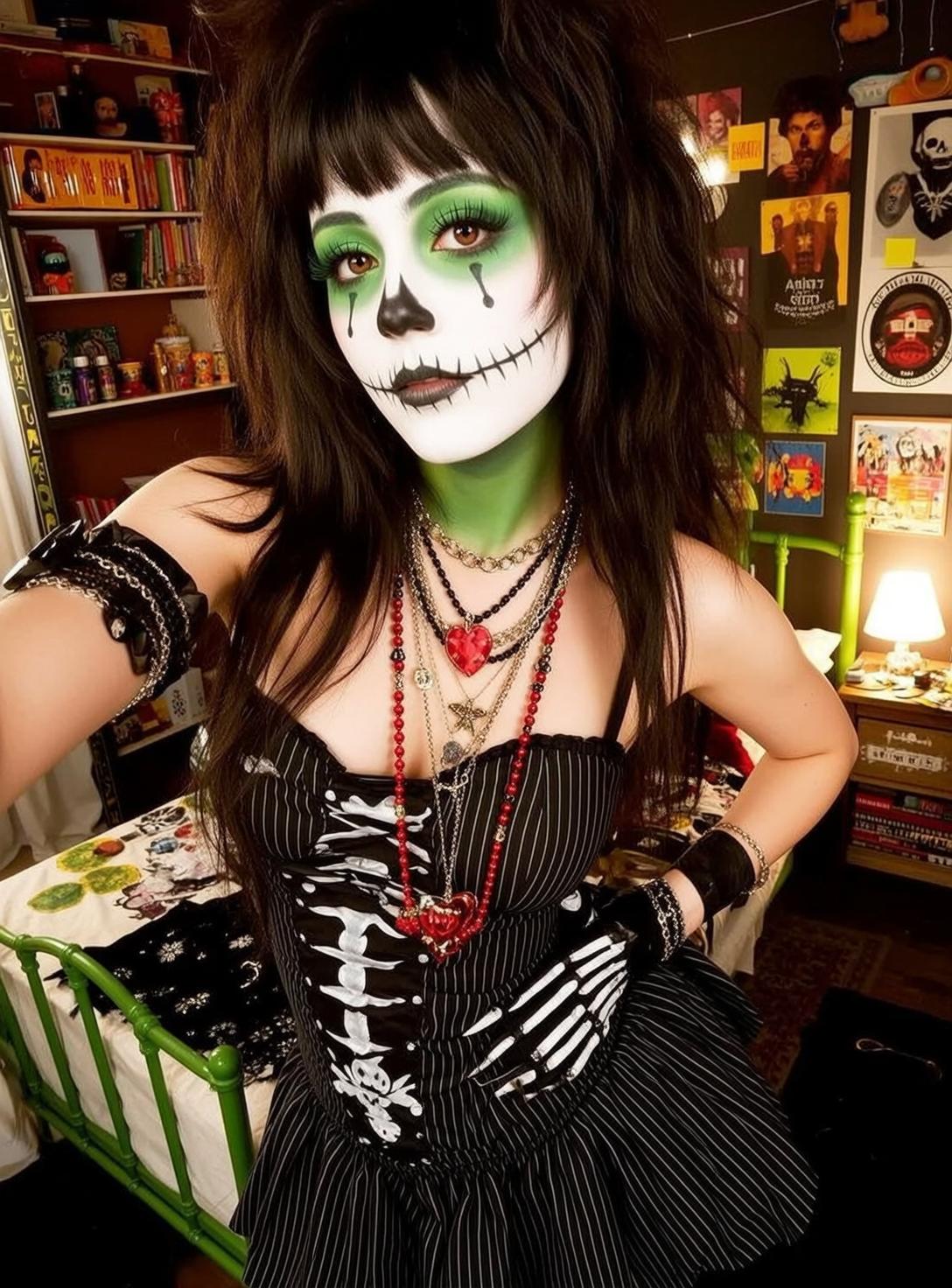 Halloween Makeup Young Skull Dark Brown Choppy reference photo