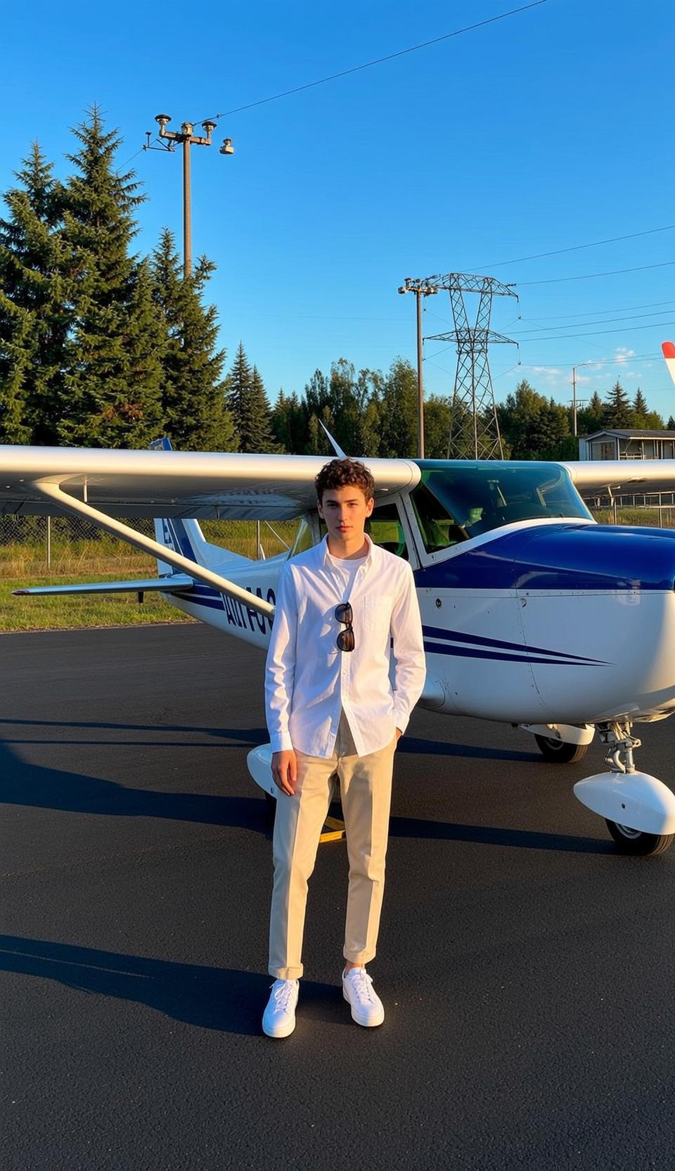 Young Curly Brown Fair White Button-up Shirt reference photo