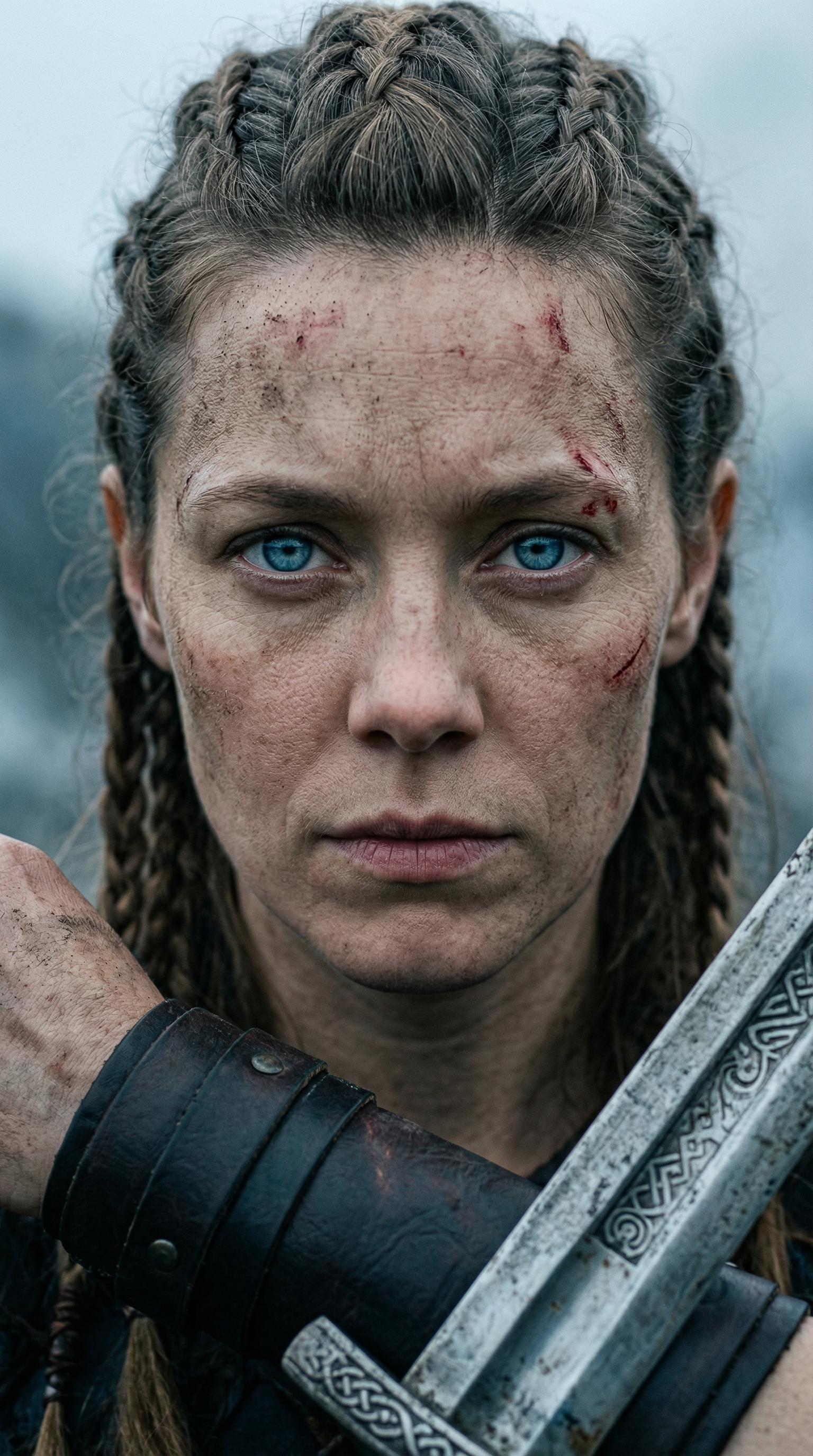 Viking Warrior Intense Gaze Cinematic Close Up