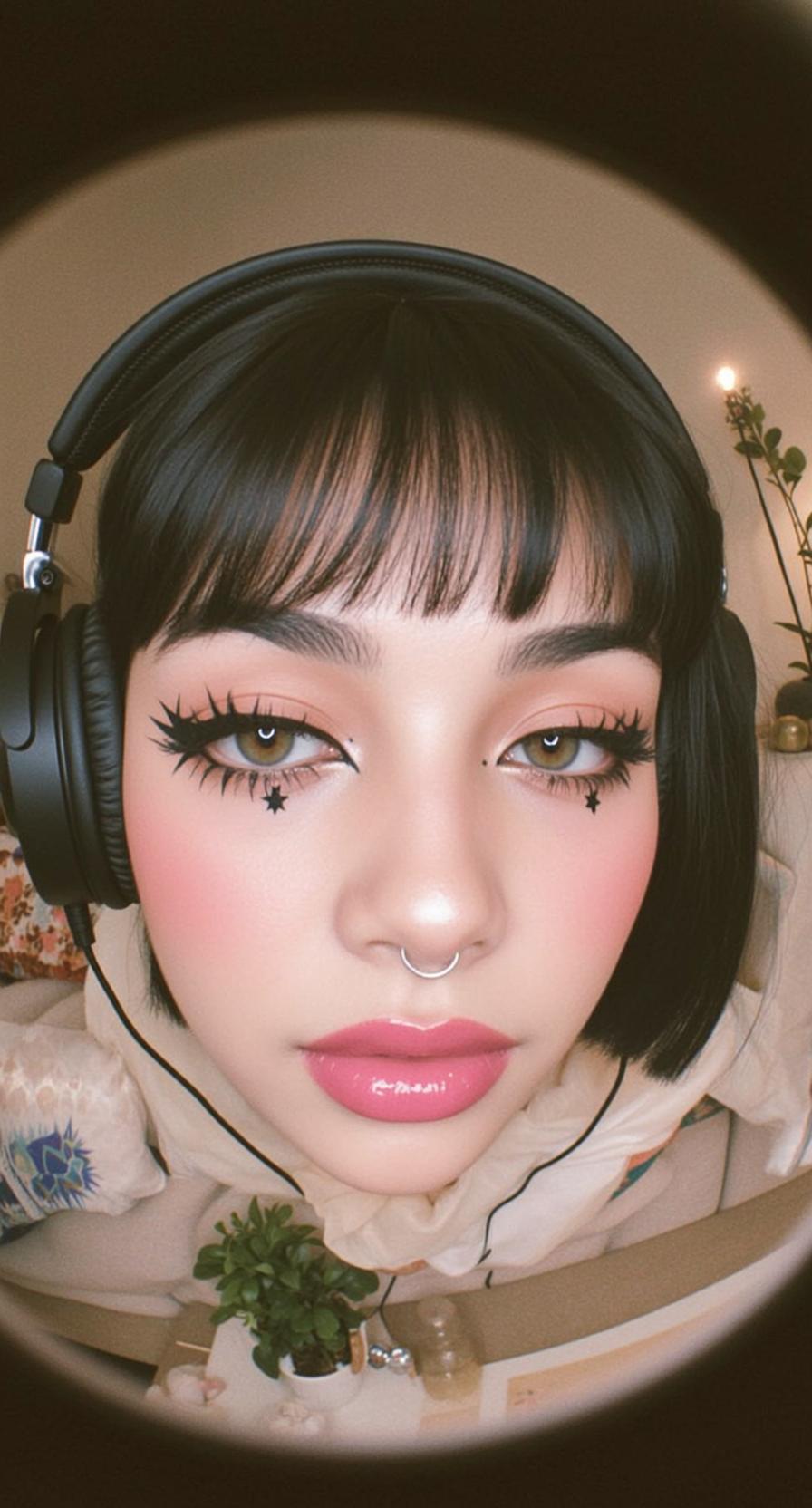 Fisheye Young Short Black Bob Bangs Fair reference photo