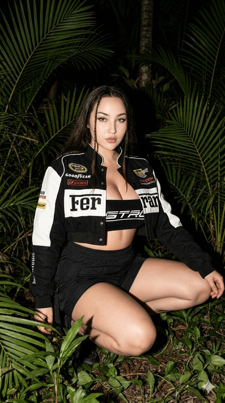 Jungle Garden Racing Jacket Crouching Pose