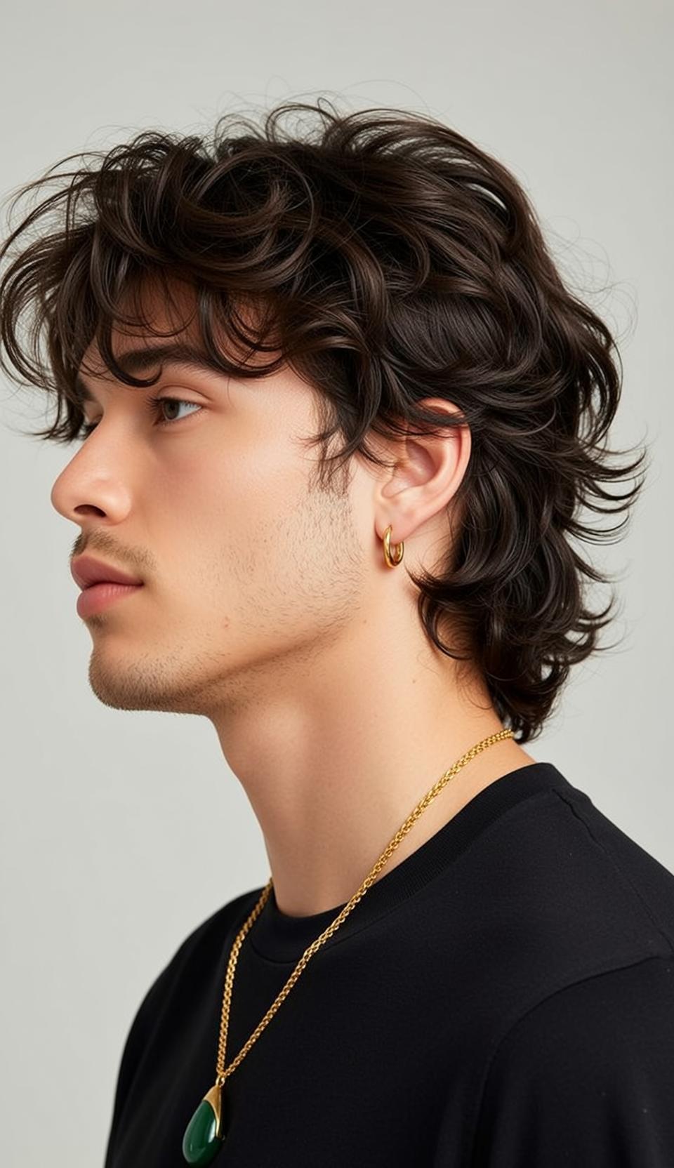 Young Dark Brown Wavy Medium Length Styled reference photo