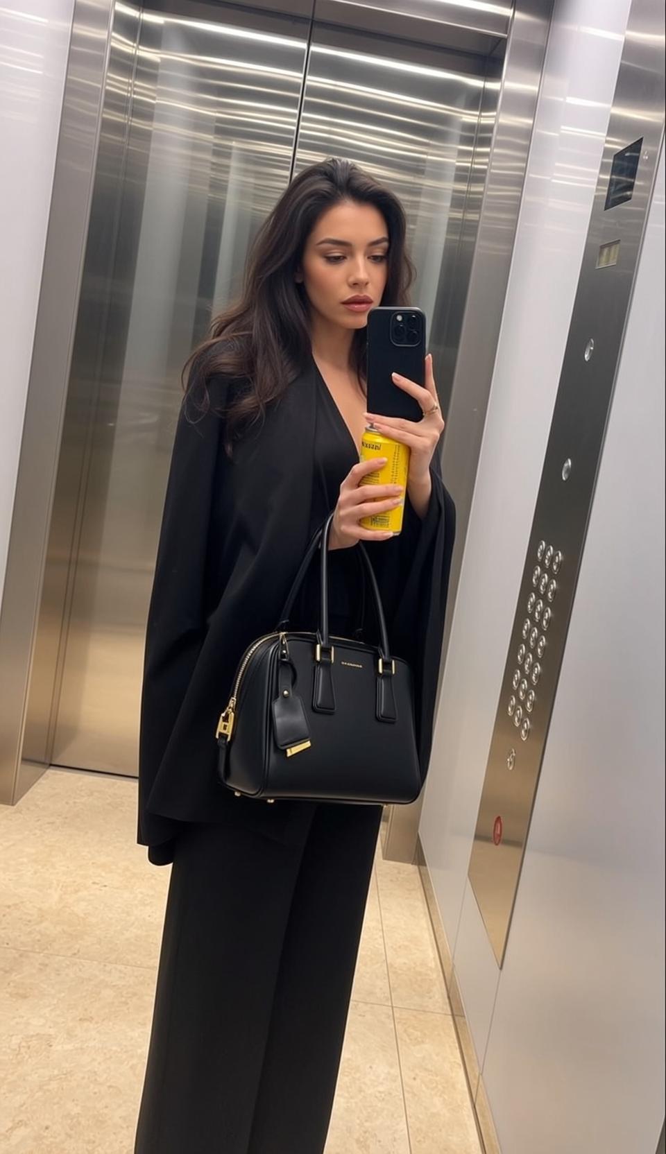 Black Suit Elevator Can Selfie reference photo