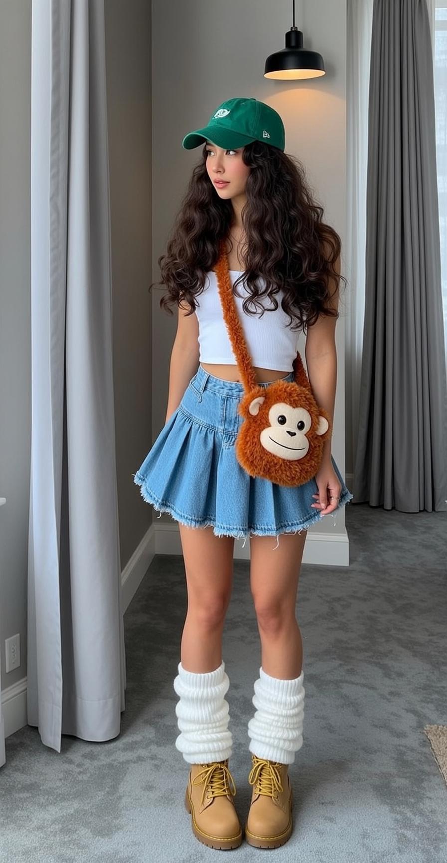 Y2k Young Long Dark Curly Light White reference photo