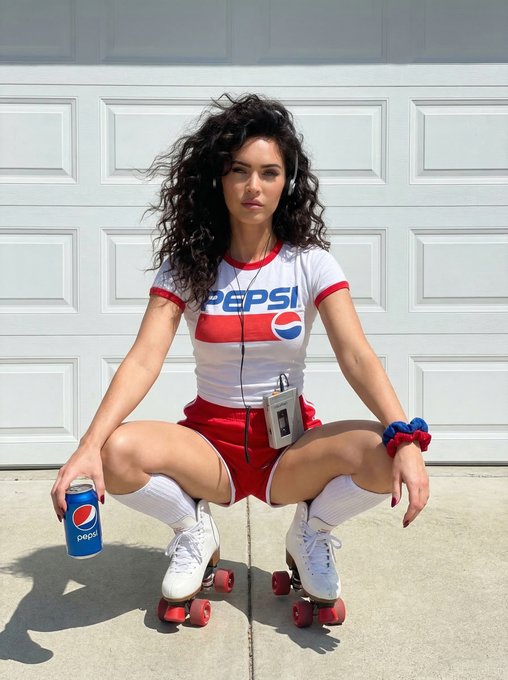 Roller Skates Pepsi Girl Garage Door Bright Sun