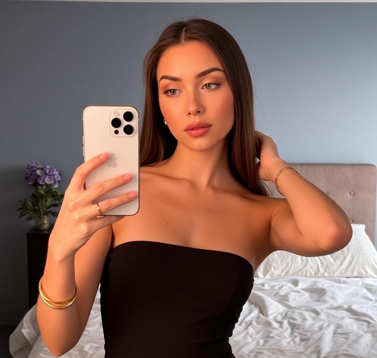 Explore Holding White Smartphone Her Left Hand reference photo