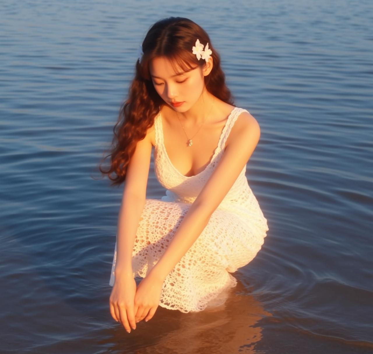 Vacation Young Long Wavy Brown Fair White reference photo