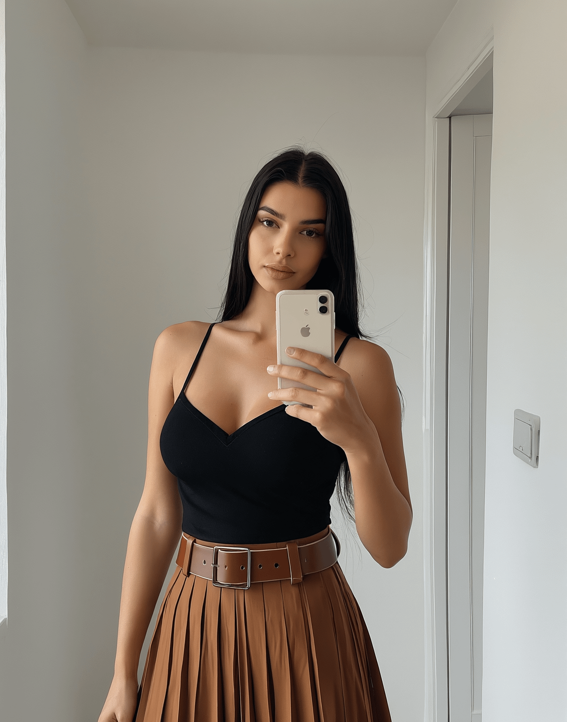 Takes Selfie In Mirror With Iphone
