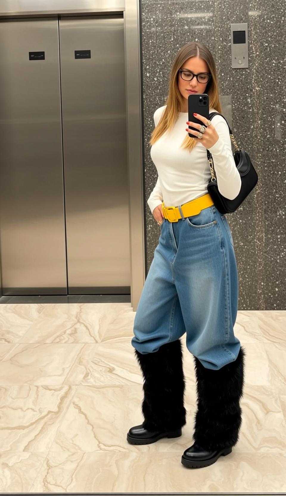 Y2k Long Blonde Fair White Long-sleeved Shirt reference photo