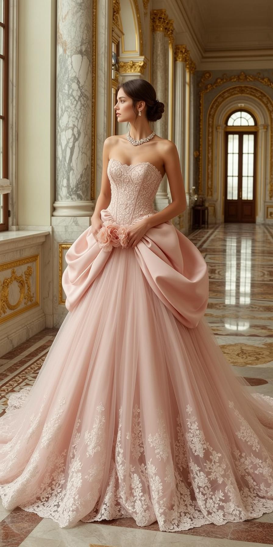 Pink Tulle Ballgown Flower Pose reference photo