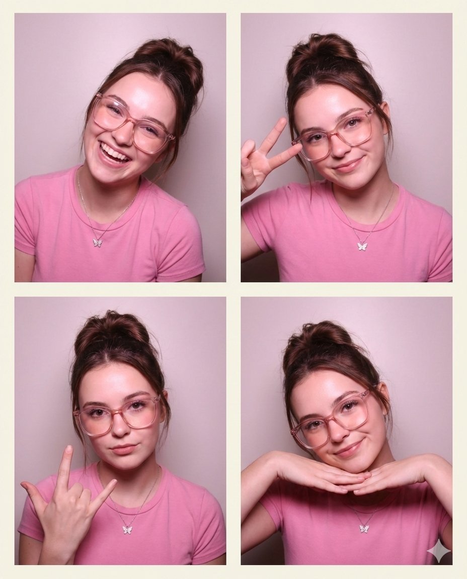 Collage Fair Skin Pink T Shirt Clear Glasses