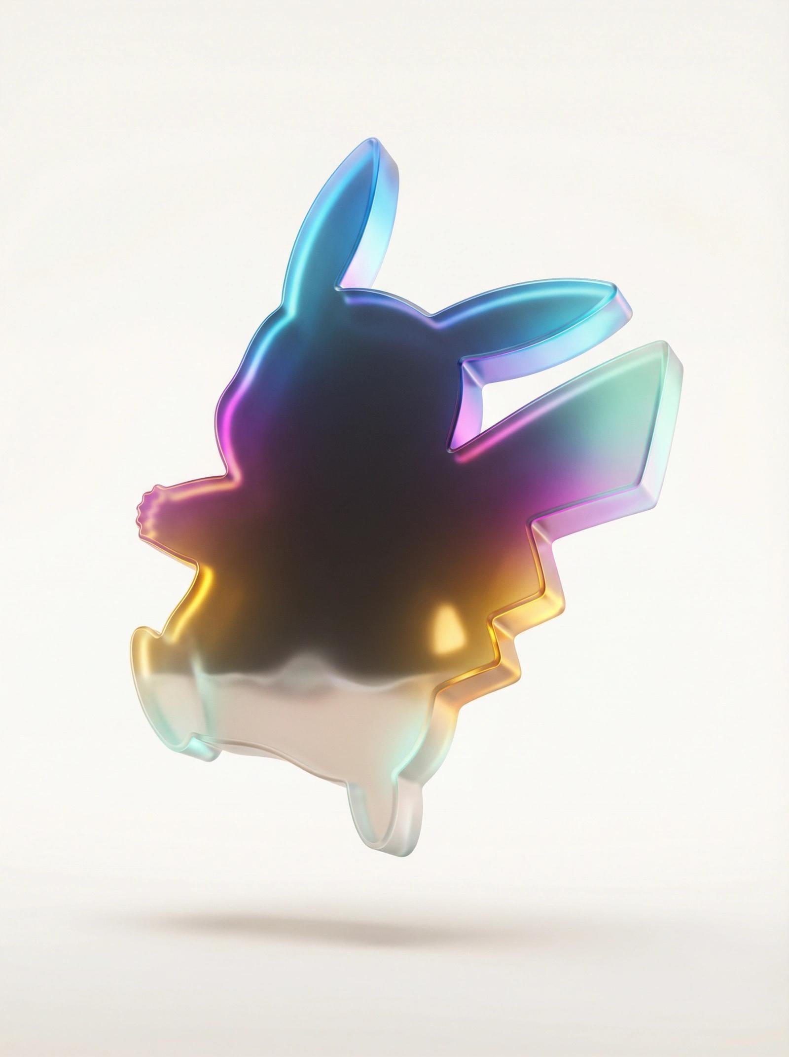 Pikachu Silhouette Iridescent Translucent Render