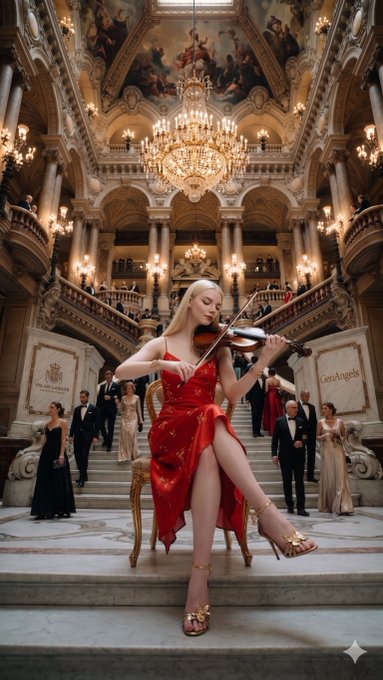 Crimson Corset Muse Baroque Staircase Violin Amber Light