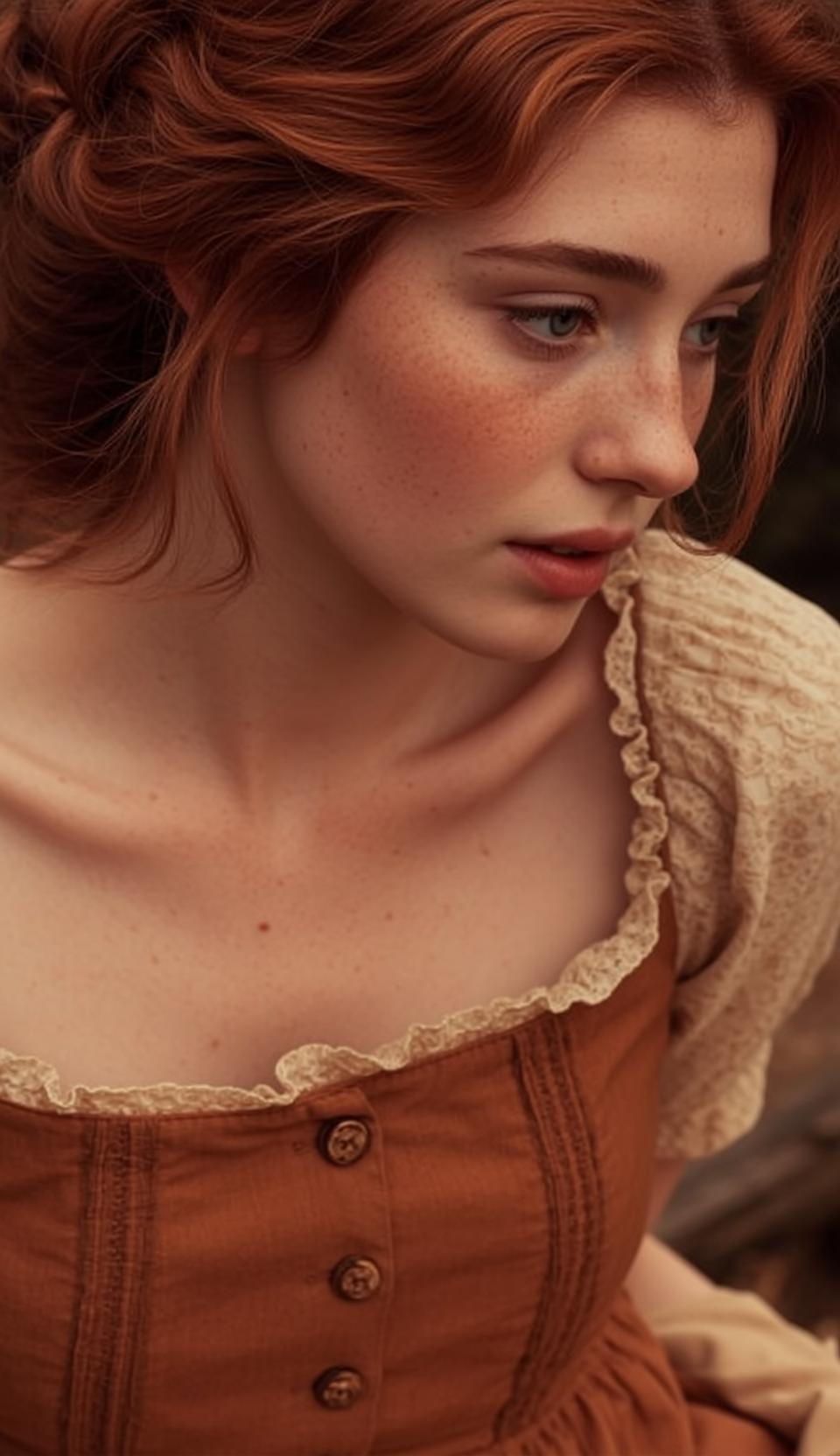 Autumn Young Wavy Auburn Updo Fair Freckled reference photo