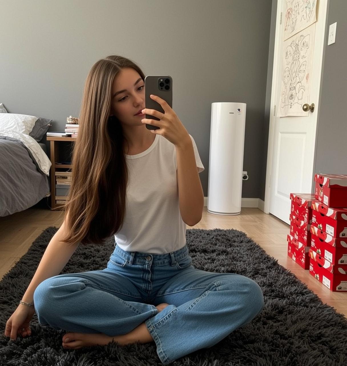 Explore Young Sitting Cross-legged Dark Grey Shaggy reference photo