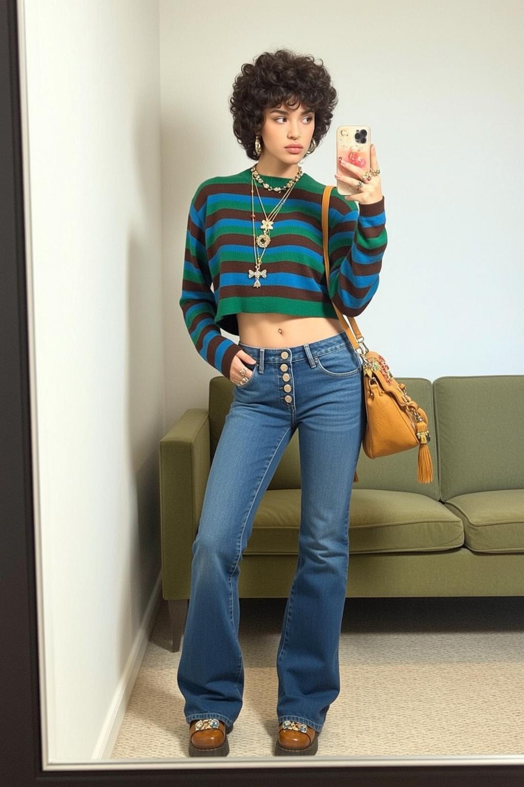 Striped Sweater Mirror Selfie reference photo