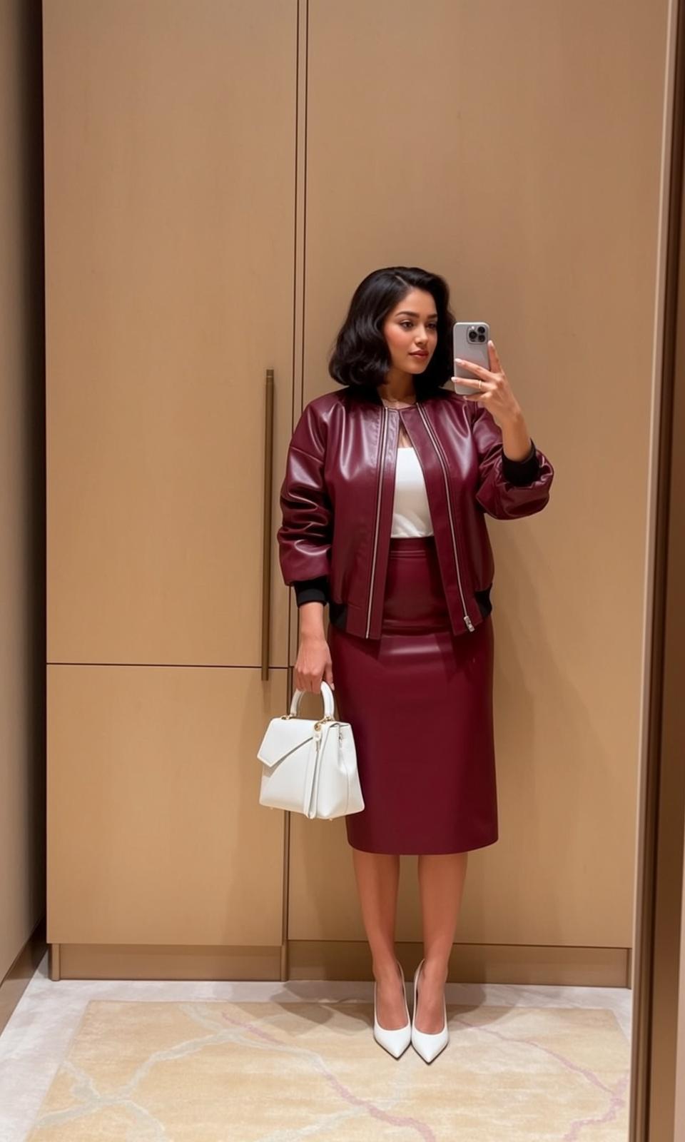 Leather Bomber Closet Selfie reference photo